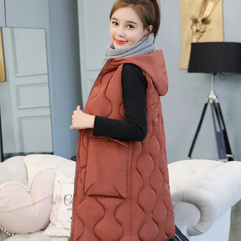 Женский жилет с капюшоном пальто теплый пуховик хлопковой подкладкой новинка 2019