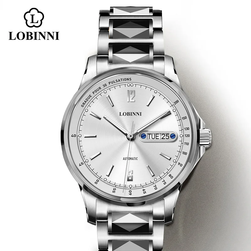 Часы мужские спортивные LOBINNI многофункциональные автоматические из нержавеющей