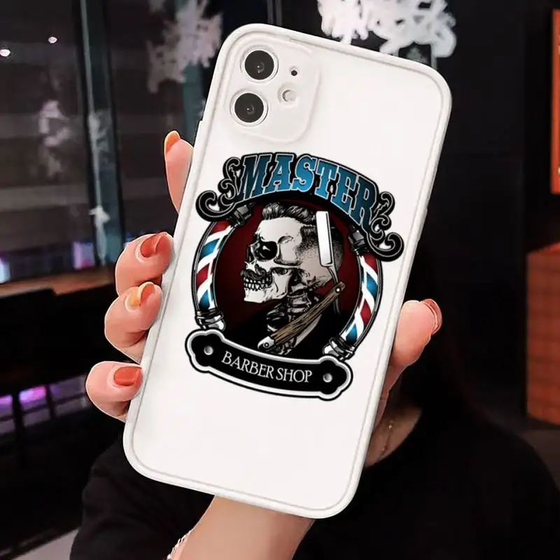 

funny letter barber shop Hair Phone Cases matte transparent For iphone 7 8 11 12 plus mini x xs xr pro max cover