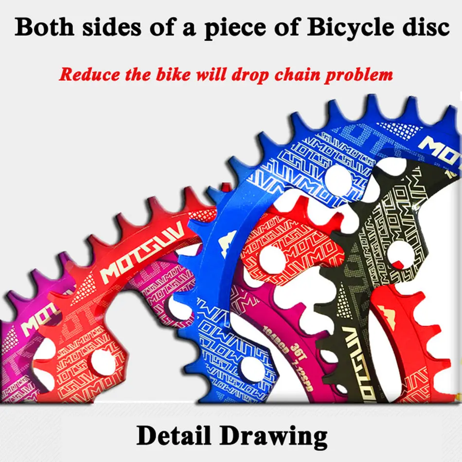 Bicycle Crank 104BCD Round Shape Narrow Wide 32T/34T/36T/38T MTB Chainring Bicycle Chainwheel Bike Circle Crankset Single Plate