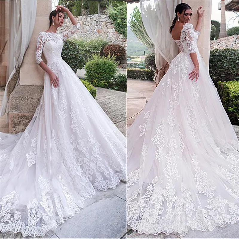 

Женское свадебное платье It's yiiya, белое кружевное платье с глубоким круглым вырезом и аппликацией на лето 2020