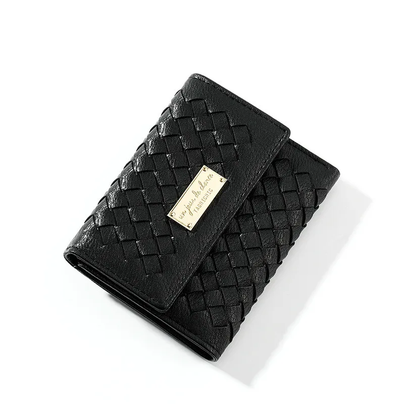 Новинка 2020 тканый кошелек женский короткий с множеством карт трехскладной