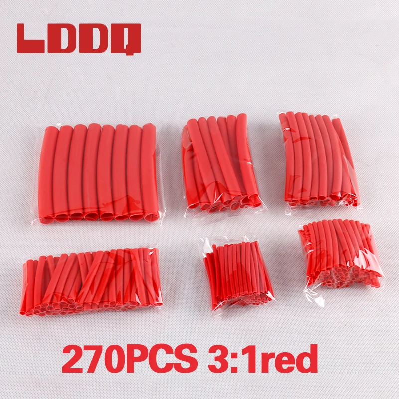 270 шт. термоусадочные трубки с клеем красные черные|Кабельные рукава| |