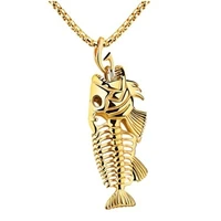 new fashion classic high quality metal pendant creative fish skeleton hip hop style party gift jewelry wholesale jewelry