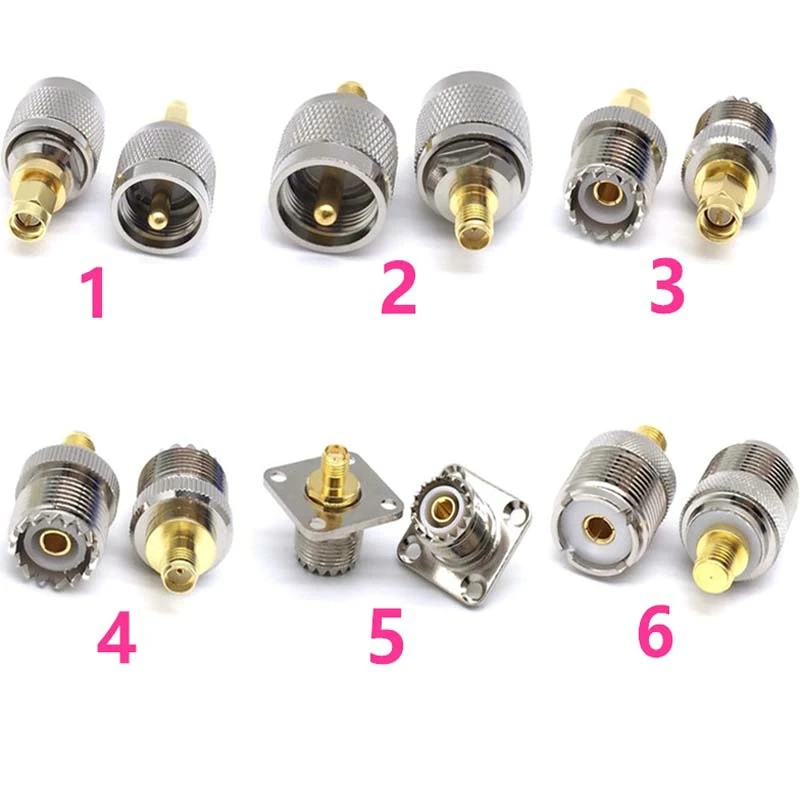 

JX connector 2pcs RF Adapter PL259 SO239 to SMA male female for Motorola GP88S GP68 GP2000 GP328 GP338 Coaxial Cable Adapter