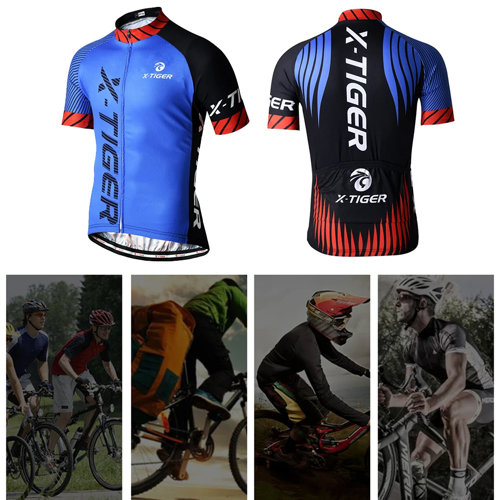 

CyclinCycling Jersey Mens Bike Cycle Top Shirt Racing Sport Clothes Quick-Dry Breathable Bicycle Tops with 3 Rear Pockets