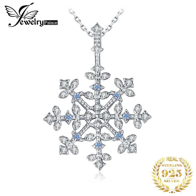 Снежинка с голубой шпинелью кулон ожерелье 925 драгоценные камни из стерлингового