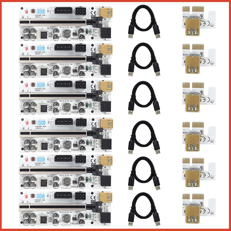 

6PCS Riser VER010 USB 3.0 PCI-E Riser Card VER010-X PCI Express Cable Riser For Video Card X16 PCIE Extender For Bitcoin Mining