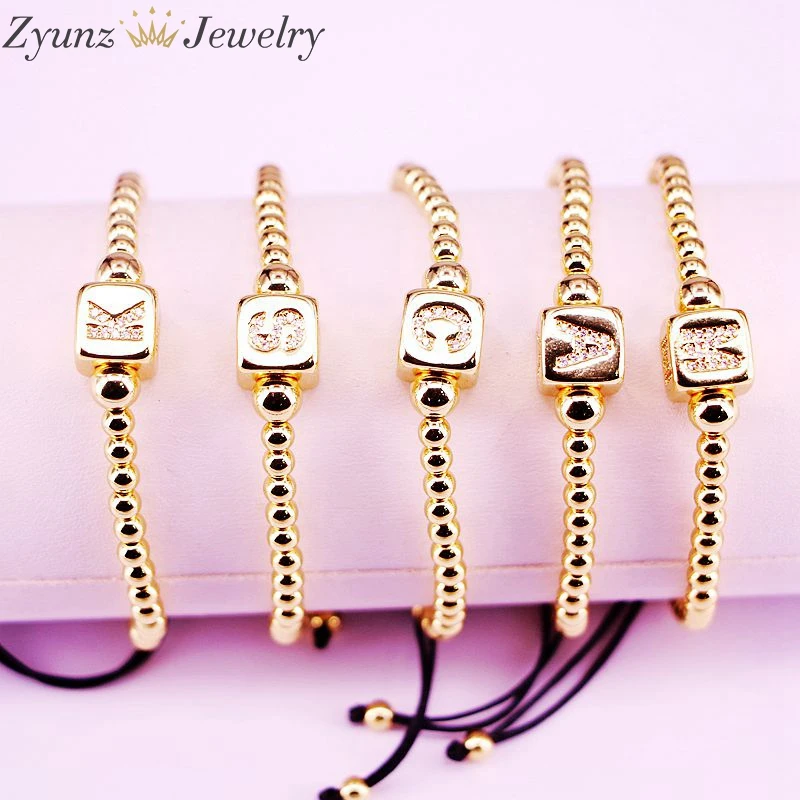 Браслет макраме с квадратными бусинами и 26 буквами алфавита 10 шт. | Украшения