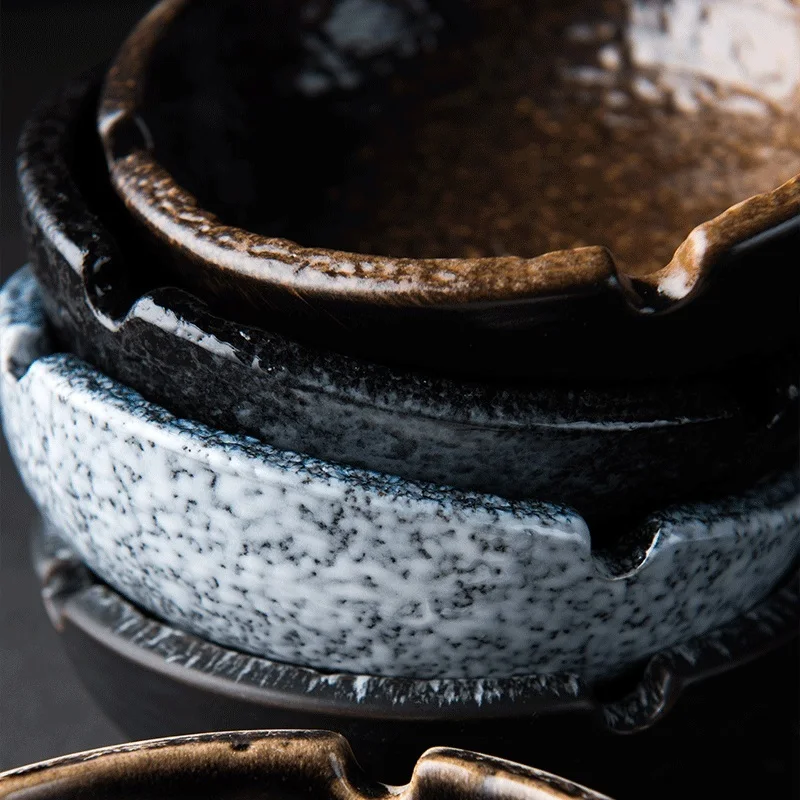 Китайская ретро пепельница ручной работы из цветной глазури керамическая