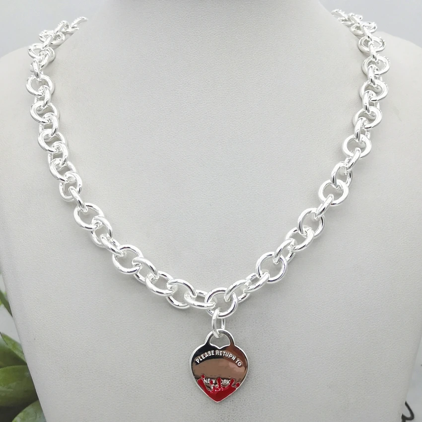 

Anniversary couple high-quality goods hot pink spray heart-shaped necklace