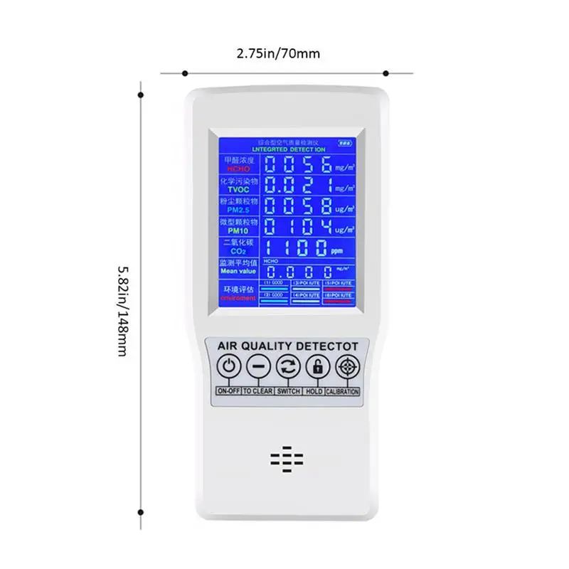 

Air Quality Tester Digital Rechargeable Air Quality Detector LCD Screen Analyzer USB Detector TVOC HCHO PM2.5 Meter