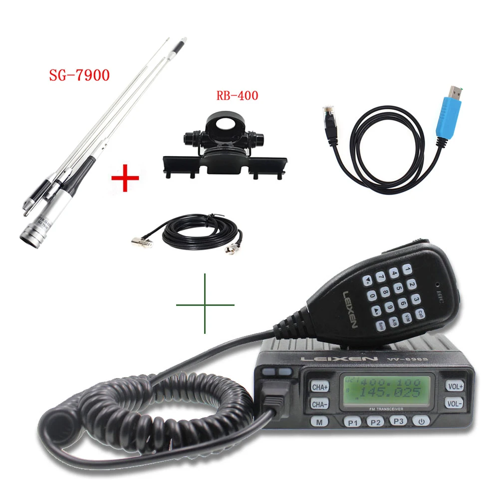 VV-898S-Antenna-USB Автомобильное радио VV-898S 25 Вт LEIXEN двухдиапазонный 144/430MHz мобильный трансивер любительский VV898S радиоприемник двухстороннее радио - Цвет: VV-898S-Antenna-USB