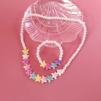 hot new mode style 5pcs multicolor children necklace acrylic necklace star ball beaded necklace for promotion birthday gift
