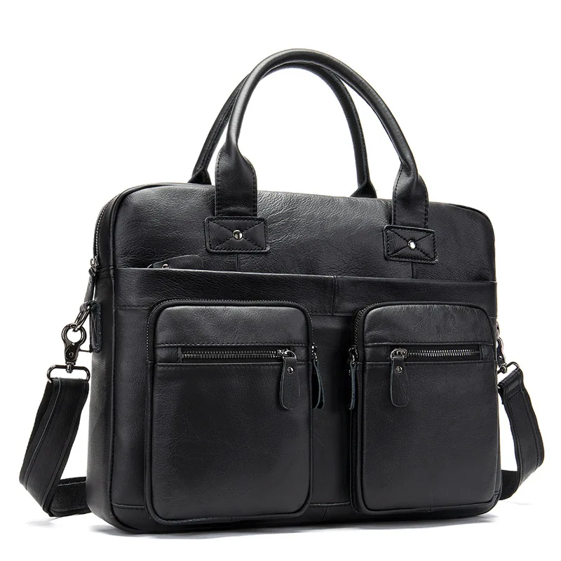 

2020 Luxury 100% Cow Genuine Leather Business Men's Briefcase Male Shoulder Bag Real Leather Men Messenger Bag Tote Computer Bag