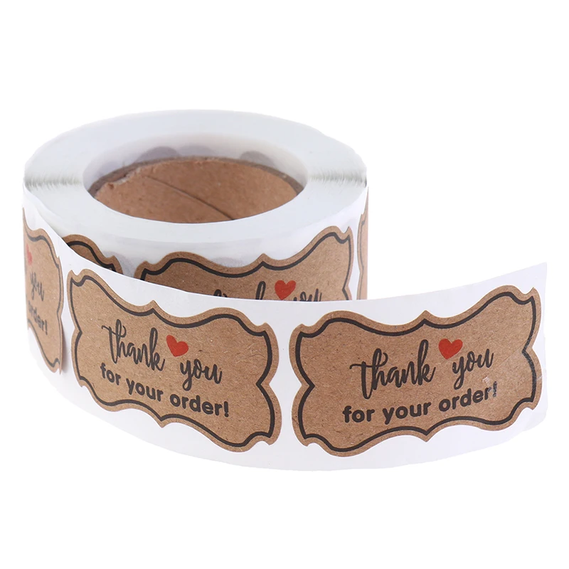

250pcs/roll 3*5cm Thank You For Your Order Stickers Handmade Sticker Kraft Paper Label Food Stickers