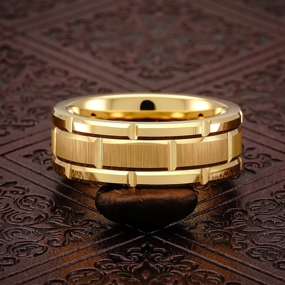 I &amp FDLK 8 мм Модные мужские кольца из карбида вольфрама 18K позолоченные матовые
