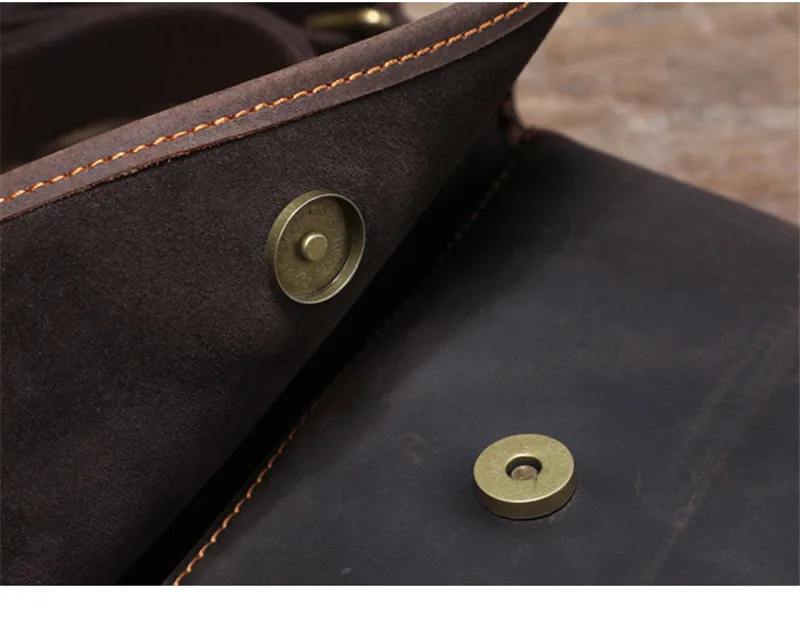 Retro fashion designer natural crazy horse leather men small square bag simple casual first layer cowhide shoulder messenger bag