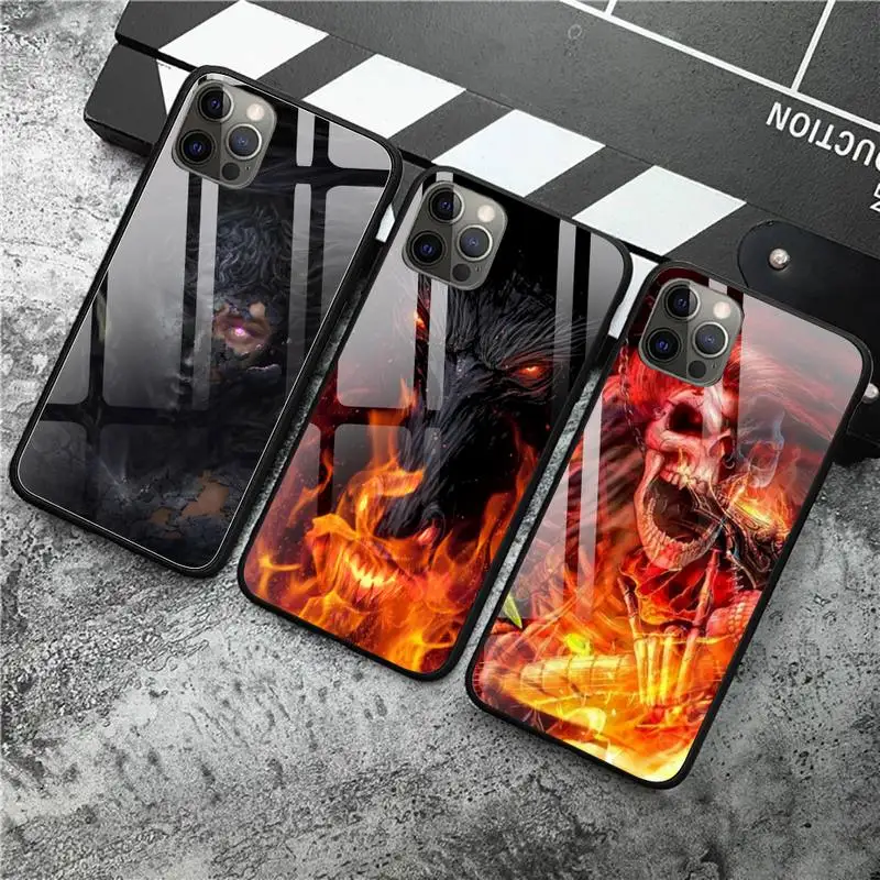 scary horror skull hot demon girl phone case tempered glass for iphone 12 11 pro xr xs max 8 x plus se 2020 12 pro max mini case free global shipping