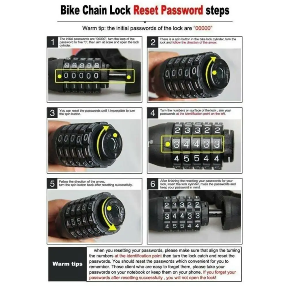 

Biking Long Safty Chain Lock For Bike Anti-theft Steel Password Code Motorcycle Lock Cycling Electric Bicycle Accoessories