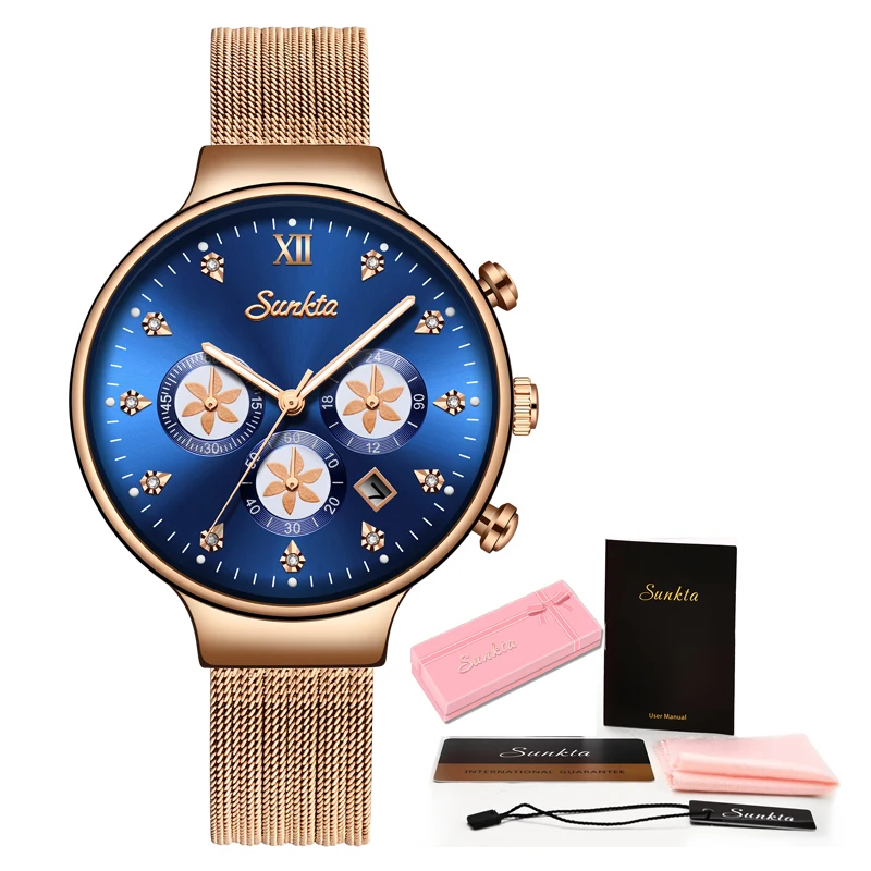 Часы наручные SUNKTA женские кварцевые модные брендовые Роскошные спортивные