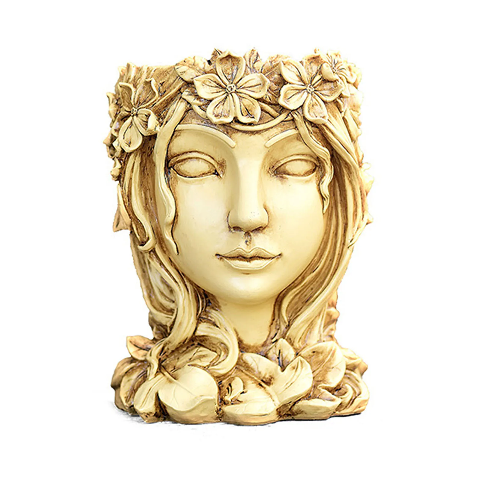 

Goddess Statue Flower Vase Succulent Pot Resin Crafts Creative Home Furnishings Wooden Color Flowerpot