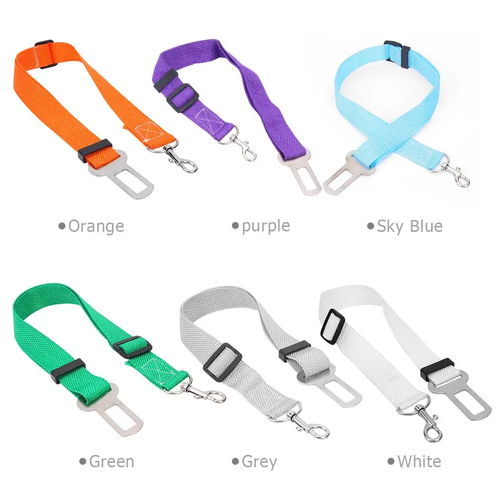 

Adjustable Length Car Pet Dog Polyester Fiber Convenient Fashion Adjustable Seat Belt Safety Seatbelt Dog Harness Lead Clip