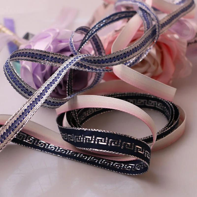 10 ярдов 1 см синие розовые металлические блестящие ленты ручной работы для