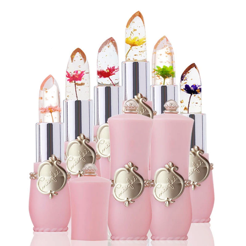 Прозрачная Желейная помада с цветами меняющая цвет бальзам для губ увлажняющая