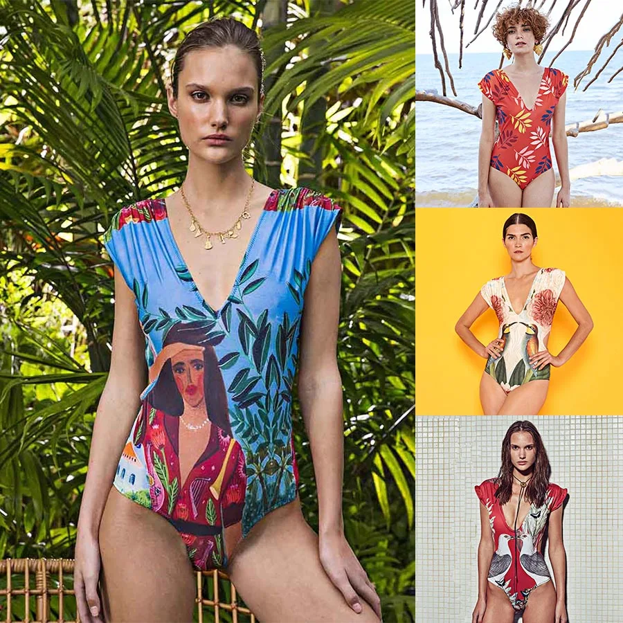 2021 печатных Купальник женский цельный купальник винтажные купальники цветочный