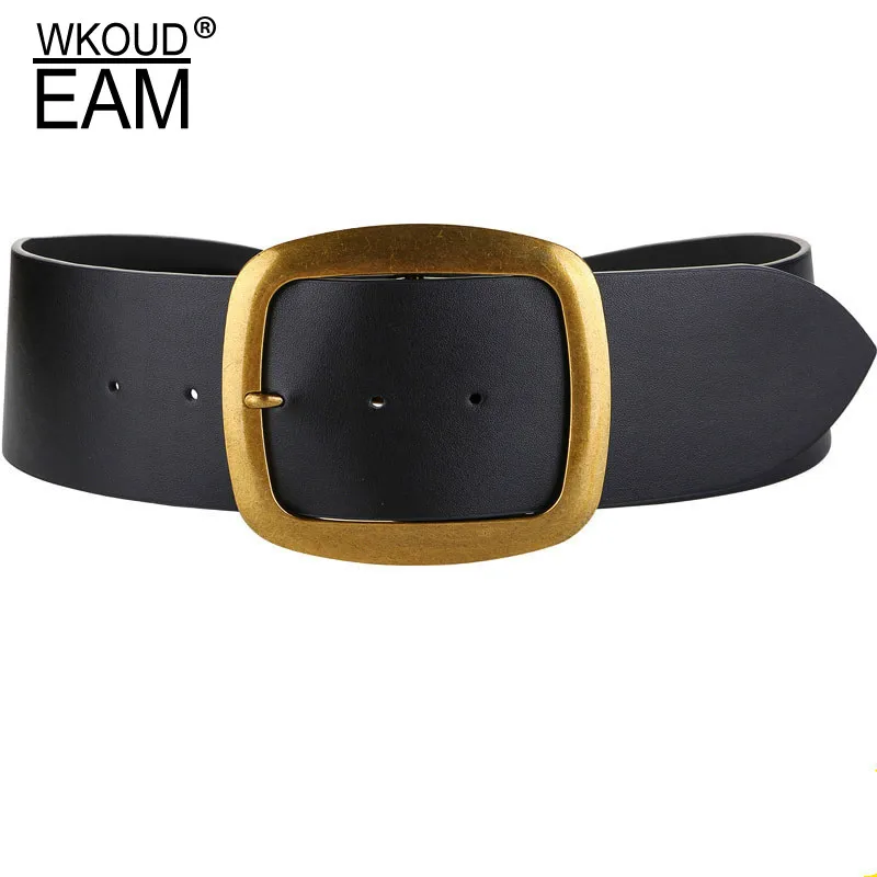 WKOUD EAM 2020 Новый Широкий ремень из натуральной кожи с металлической пряжкой
