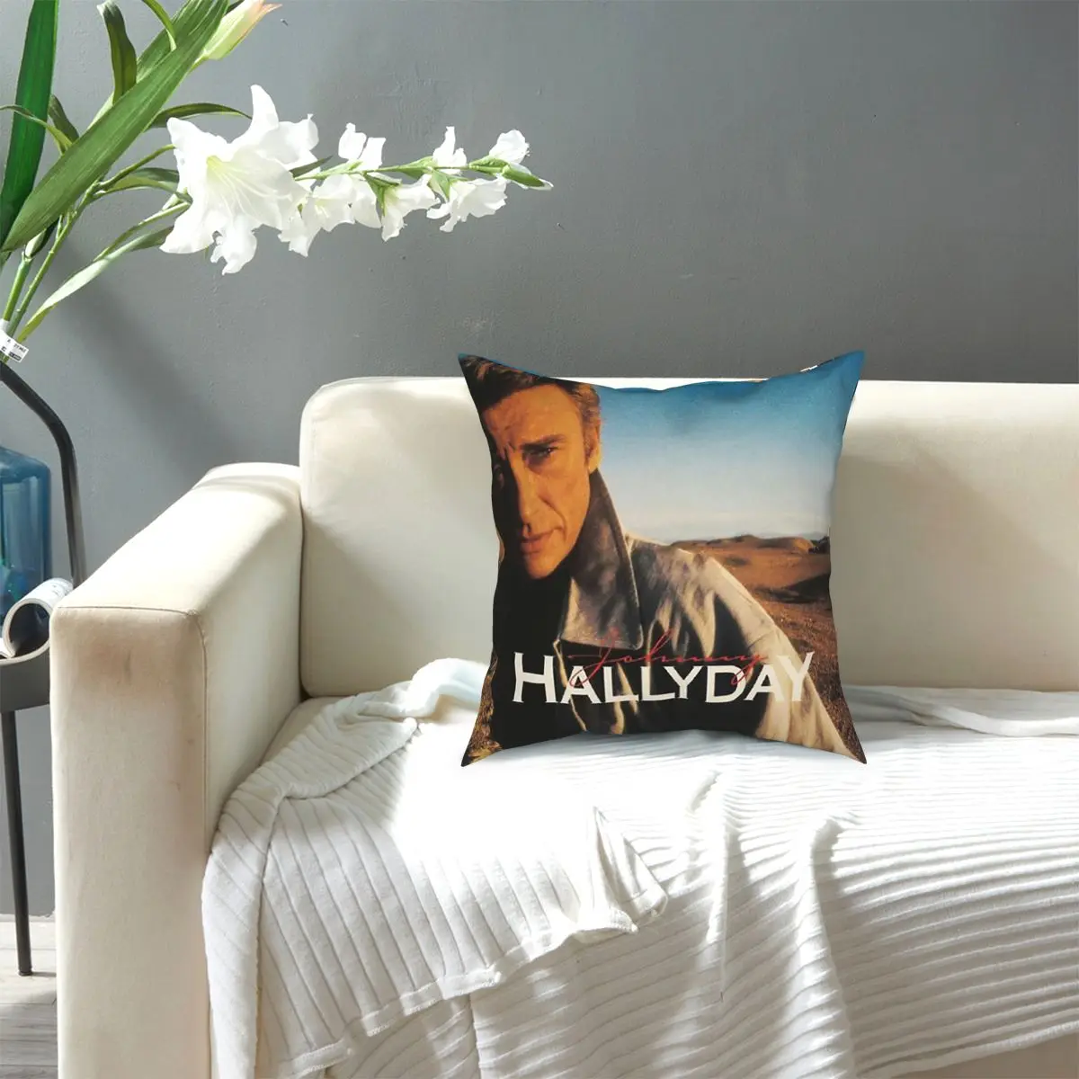 

French Rock Star JOHNNY HALLYDAY (7) Square Pillow Case Polyester Throw Pillow Pillowcase 40x40 Cushion Covers