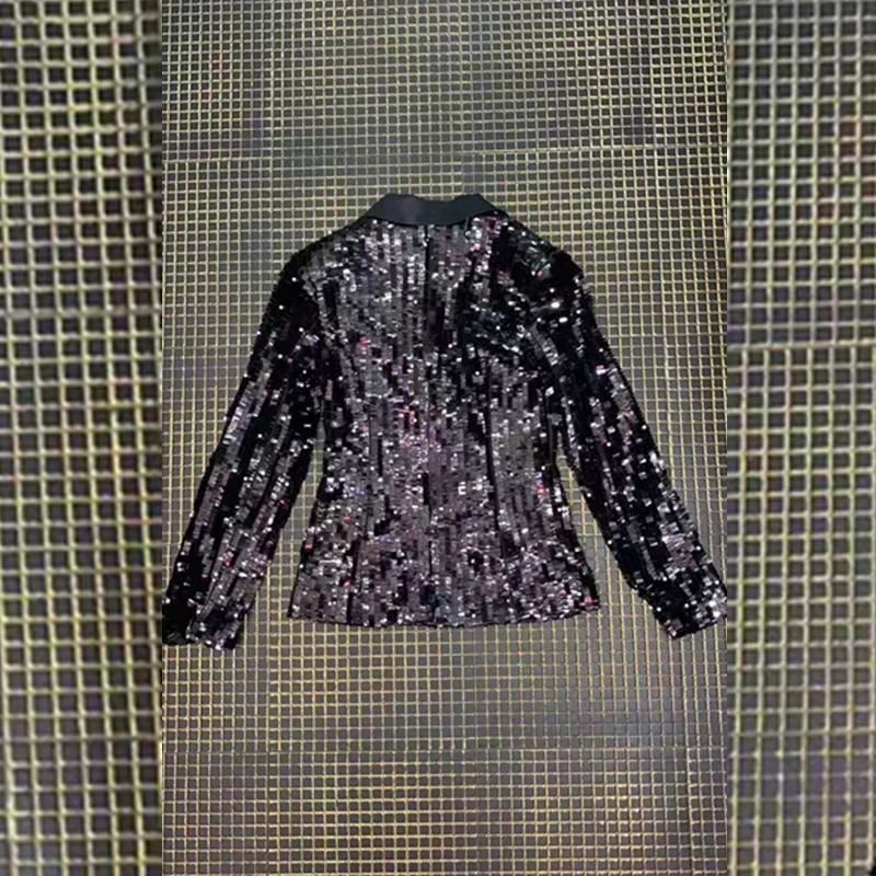 Женские куртки с блестками весна 2020 длинные рукава высокое качество модельные