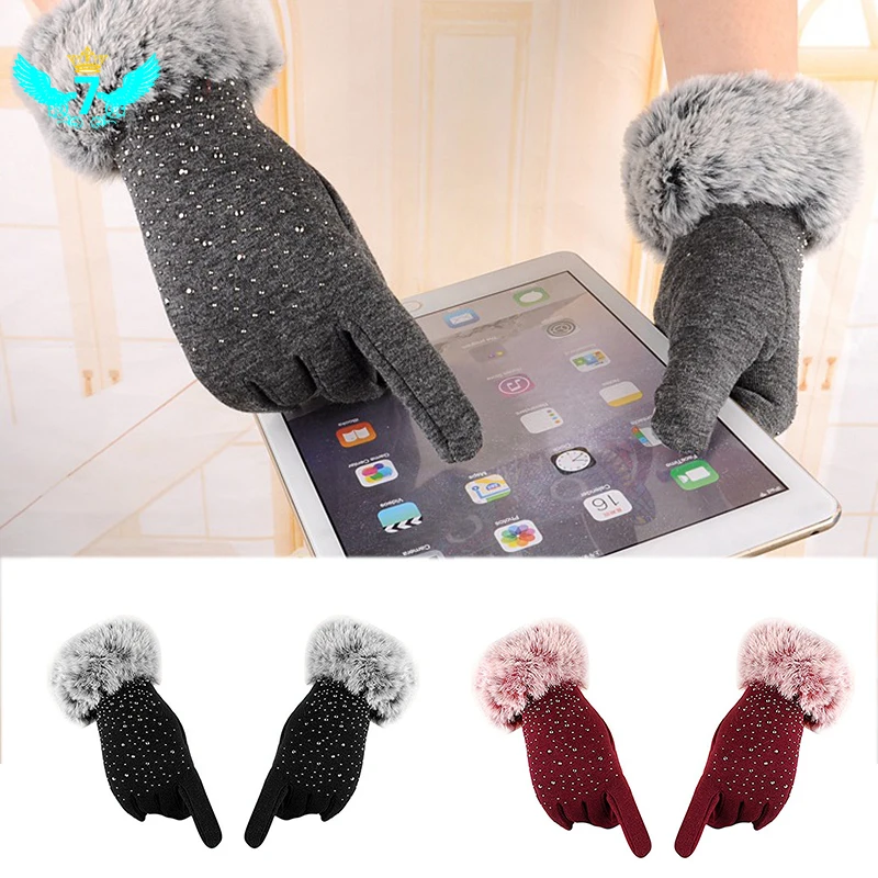 

Зимние женские утепленные перчатки из искусственного меха, ветрозащитные велосипедные перчатки для сенсорного экрана