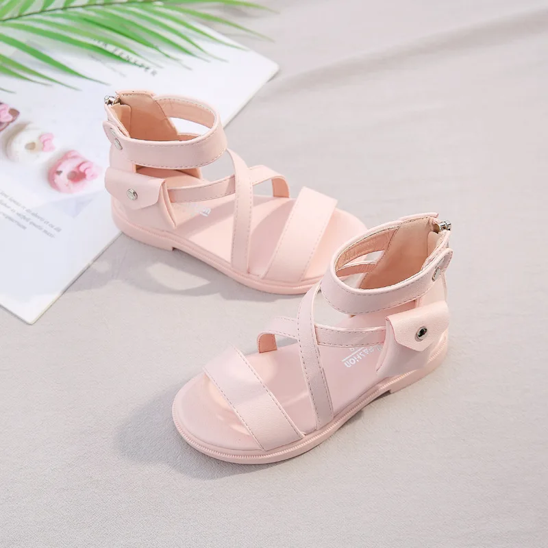 

Gladiator Girls Sandals Summer Cut-outs Princess Children Shoes Rome High Top Breathable Fashion Kids Sandals For Beach B855