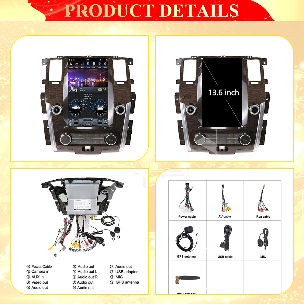 Мультимедийная стерео-система на Android 11 для Nissan патруль Y62 Infiniti QX56 QX80 2010 2011 2012 ~ 2019