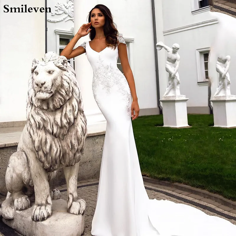 Платье Свадебное Smileven с V-образным вырезом кружевное в стиле бохо