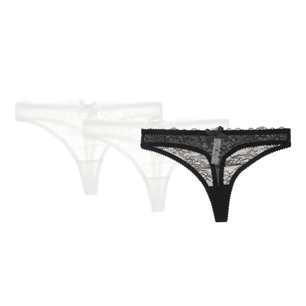 2 white 1black Varsbaby сексуальное облегающее кружевное платье-футляр для женщин в цветочек прозрачные стринги бант нижнее белье с низкой талией S-XL трусики 3 шт./упак. для дам - Цвет: 2 white 1black