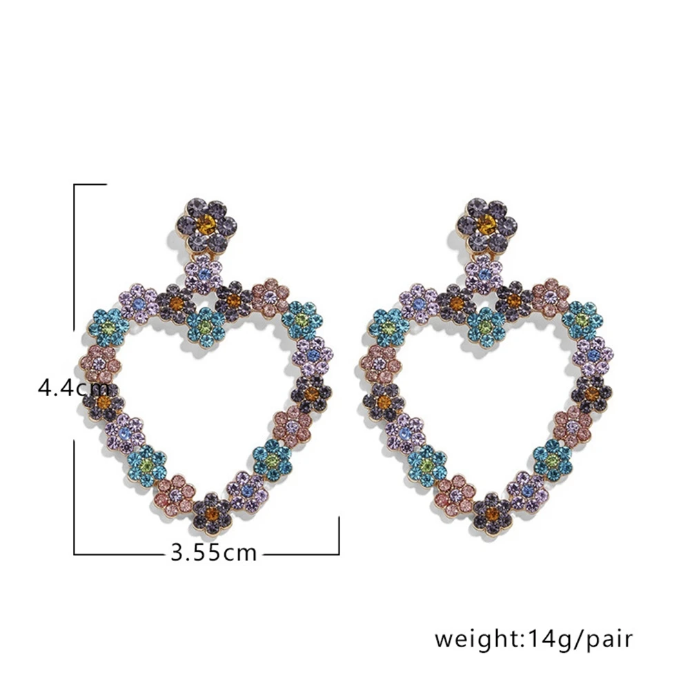 

Lost Lady New Fashion Hollow Heart Dangle Earrings Exquisite Rhinestone Flower Earrings for Women Girls Trendy Jewelry GIft