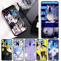 anime cute rem for xiaomi redmi 9t 9i 9at 9a 9c 9 8a 8 7a 7 6a 6 5a 5 4x pro prime plus black soft phone case