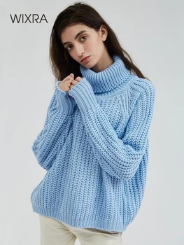 Wixra Women Turtleneck Chunky Oversized Sweater Full Sleeve Women Knit Sweaters Solid Pullover And Jumper 2019 Autumn Winter 1