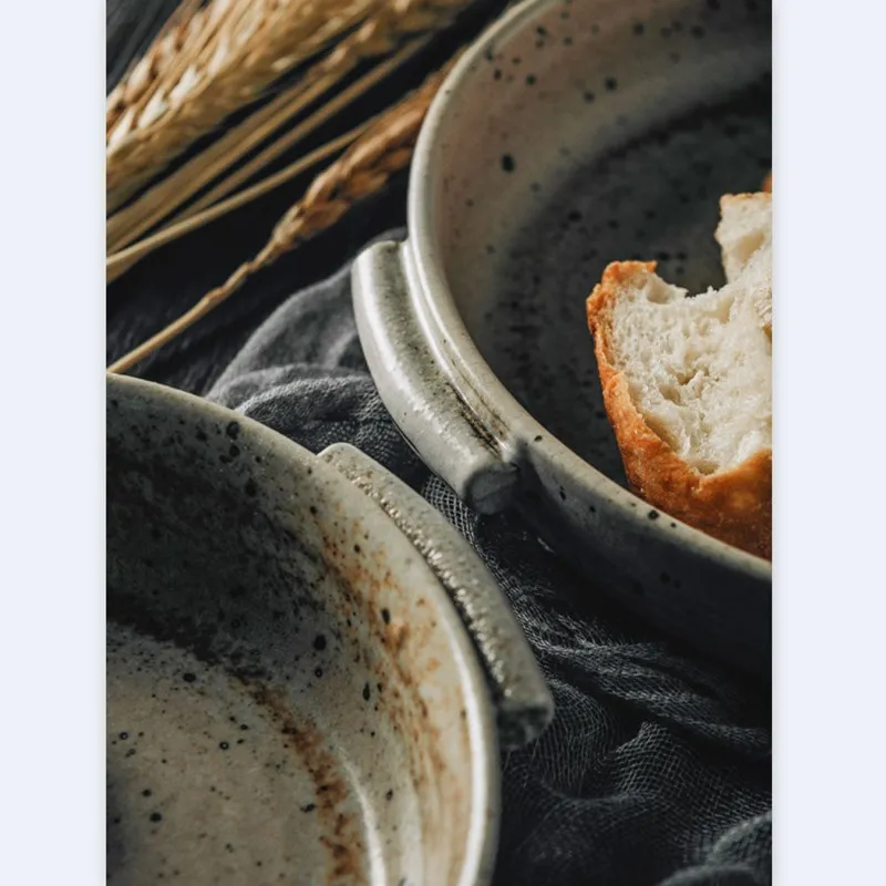 Керамические тарелки в японском стиле тарелка с двумя ушками для еды