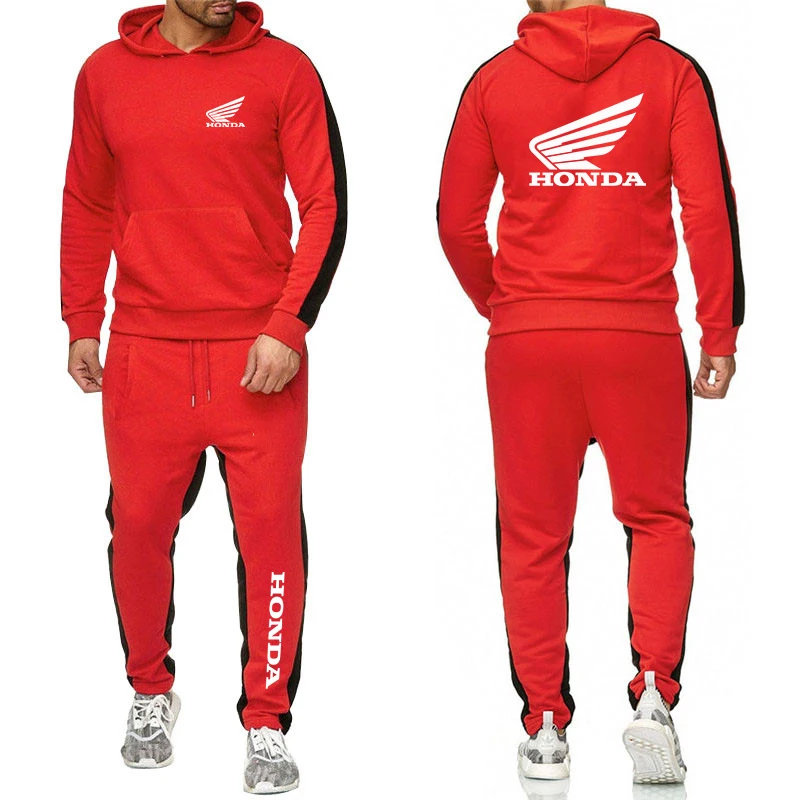 

2021 Spring And Autumn Men's Recreational Vehicle Logo Printing Jogging Fitness Hooded Sweater + Pants 2 Men's Sportswear Suit
