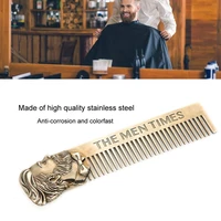 retro oil head comb stainless steel mens beard comb anti static portable pocket shaving back aircraft hair comb tattoo supplies