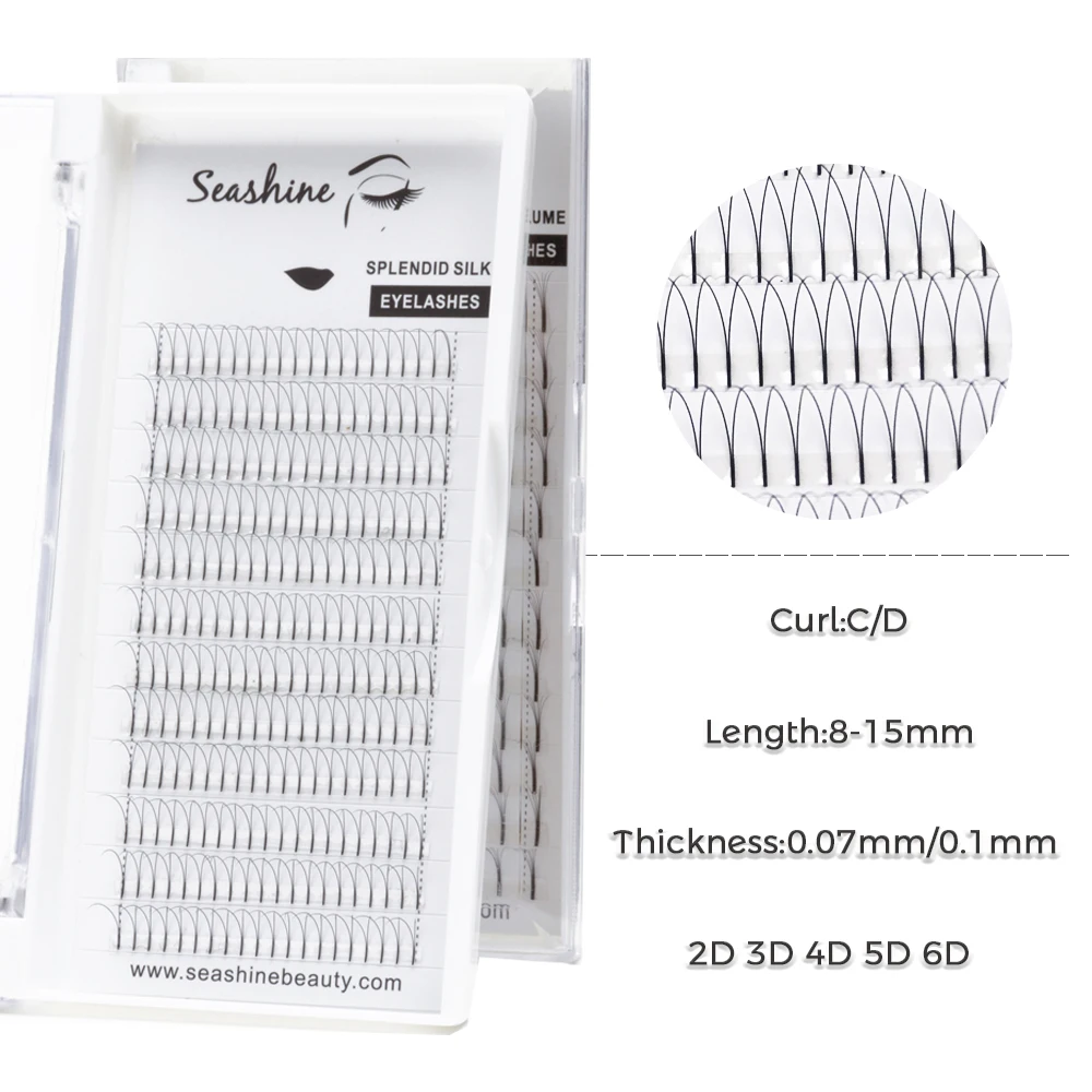 

Seashine New Product Individual Lashes Premade Fans 2D-6D Long Stem False Eyelashes Russia Volume Extension Sipplies Premadefan