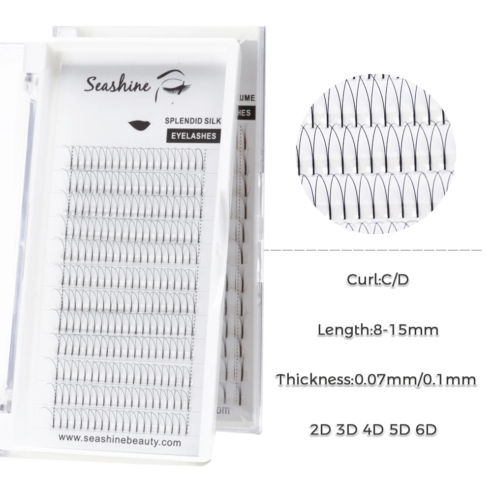 Новый продукт Seashine индивидуальные ресницы готовые вееры 2D 6D длинные для