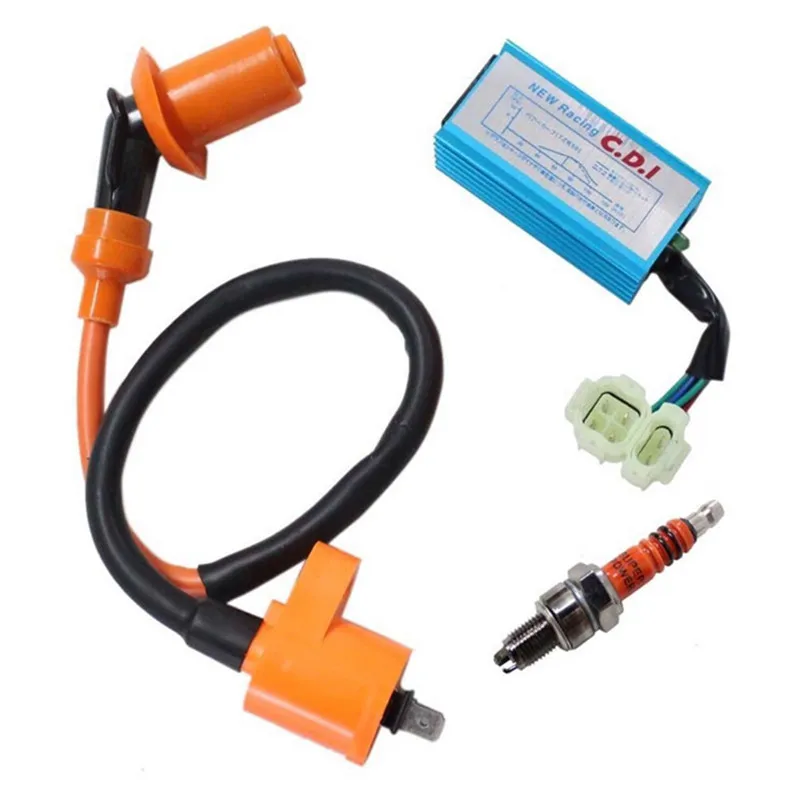 

Racing Ignition Coil+Spark Plug+CDI Box For GY6 50cc-150cc 4-Stroke Engines ATV 6 Pin male plug