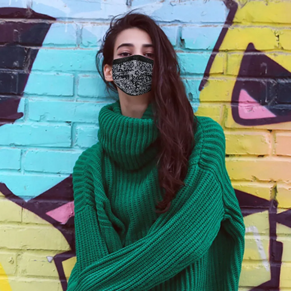 

100PCS Kerst Adult Lace Disposable Camouflage Print Mask animeboe narodzenie Mouth Cover Facemask mascarilla higienica adulto