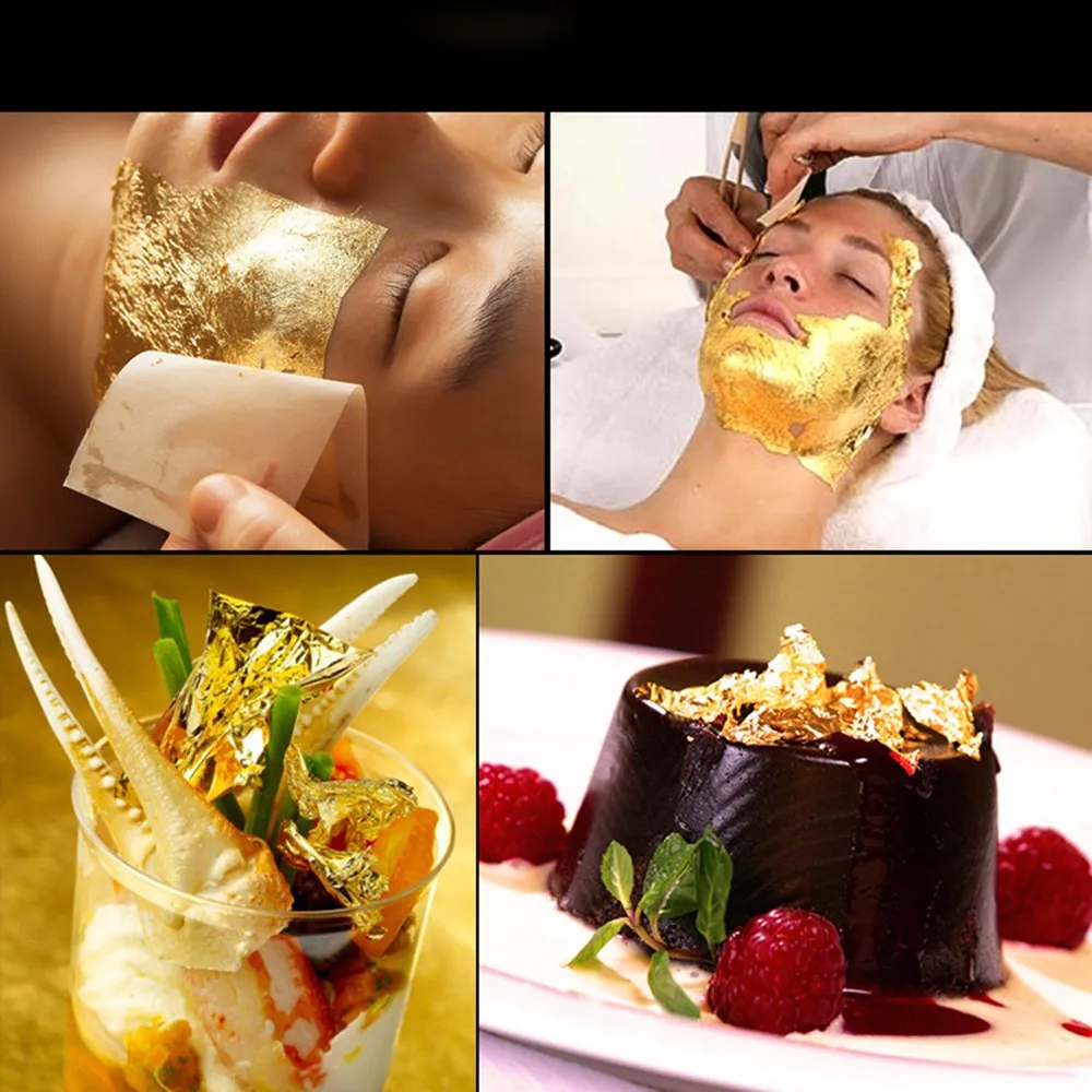 Маска для лица практичная 24 K чистый настоящий листочек из съедобного золота