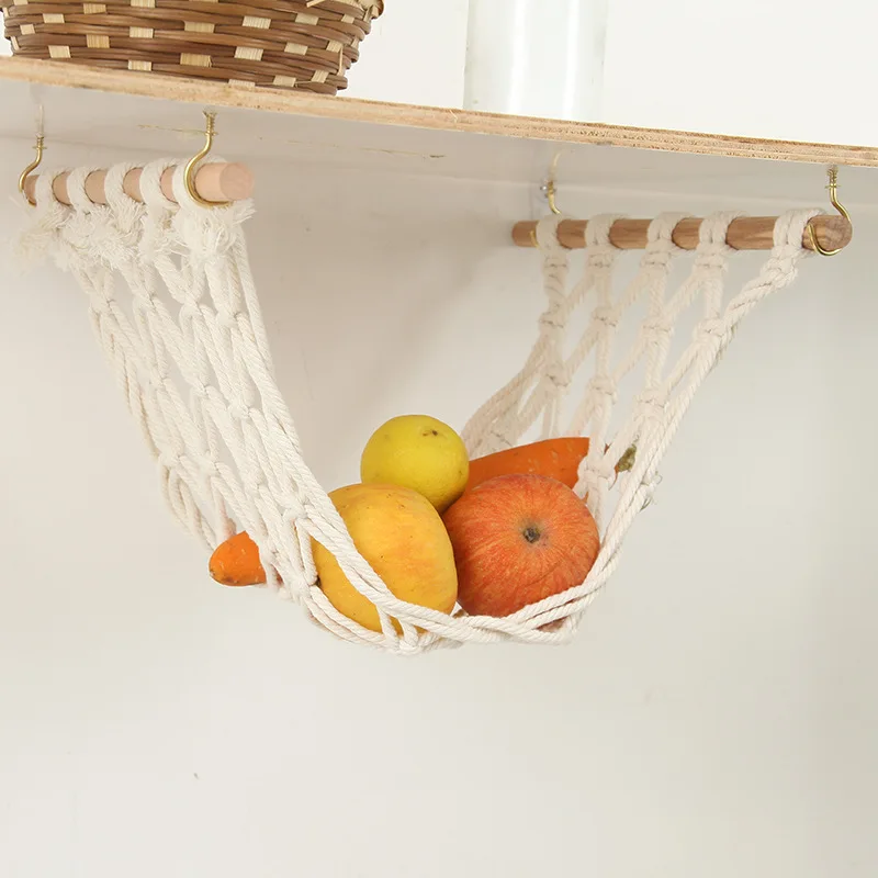

Macrame Wall Hanging Organizador Nordic Hand-woven Kitchen Storage Rack Hanging Pockets Vegetables and Fruits Hanging Basket